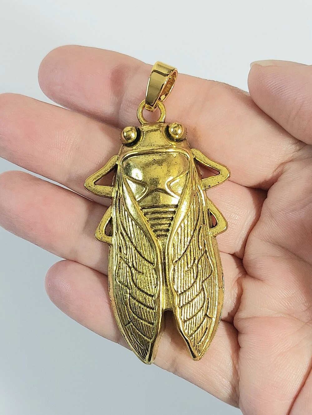Gold Cicada Pendant Necklace Charm - Womens Jewelry